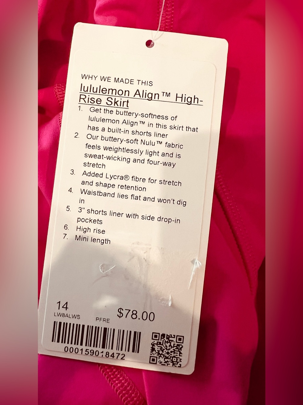 Lululemon Align High-Rise Skirt Pink Flare Size 14 NWT Nulu Skort - Picture 8 of 9